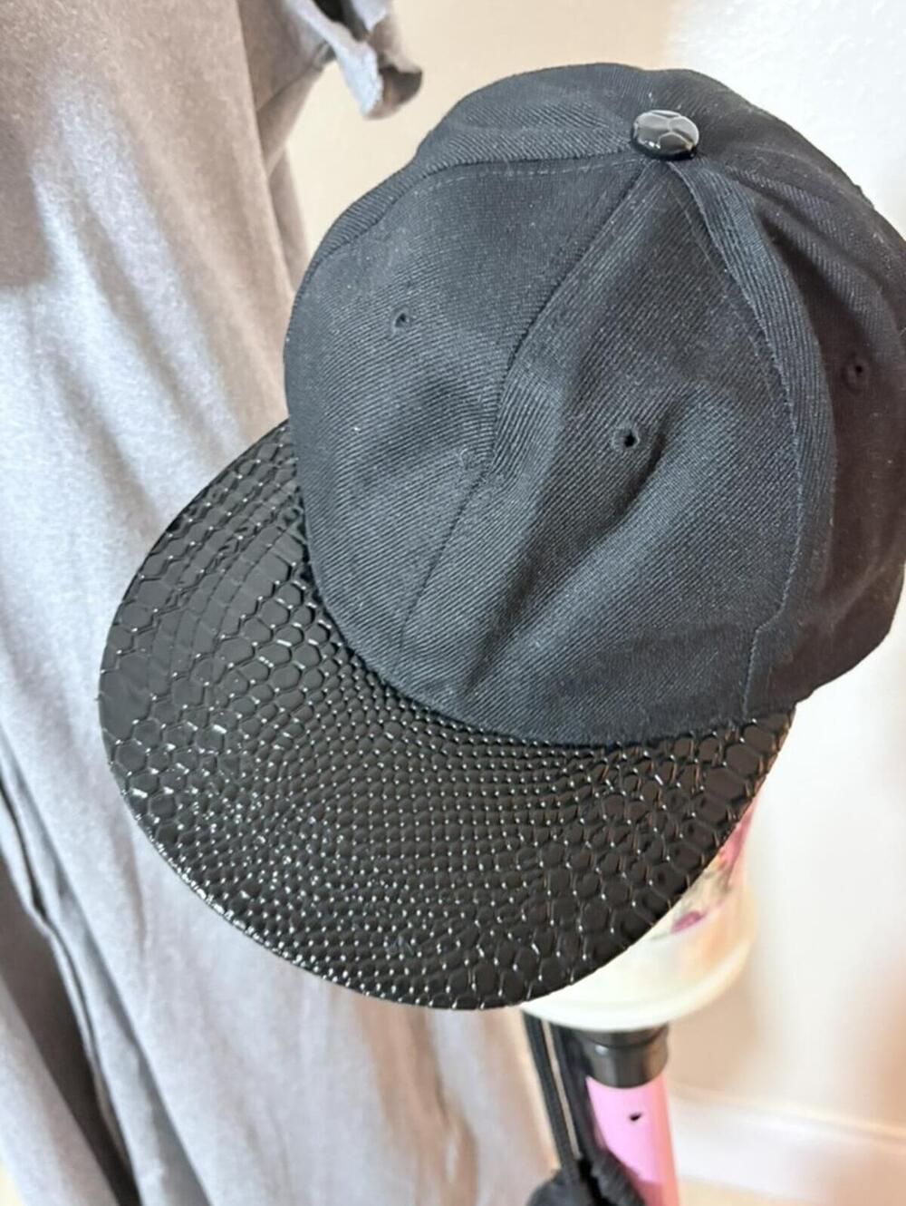 RFST Premium Headwear Black Snakeskin Brim Snapback Cap